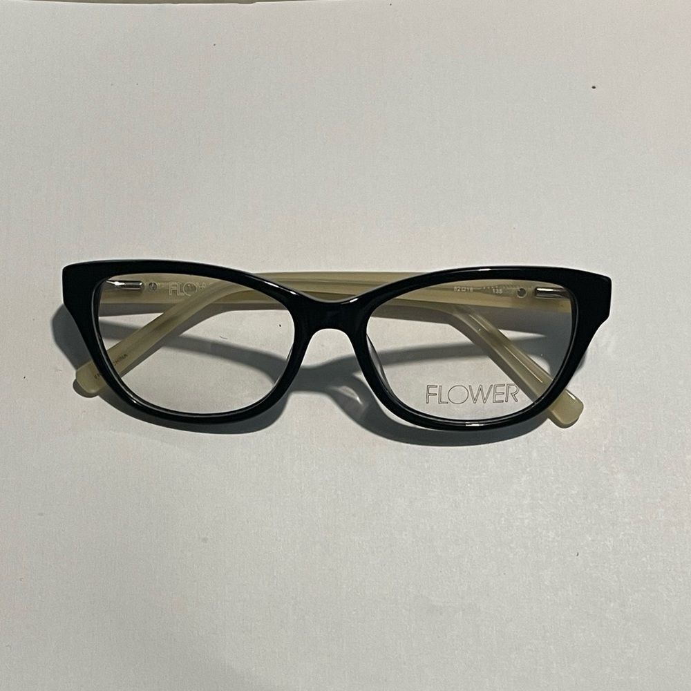 Flower By Drew Barrymore Cat Eye Eyeglass Frame - Black/Tan Floral Elegance